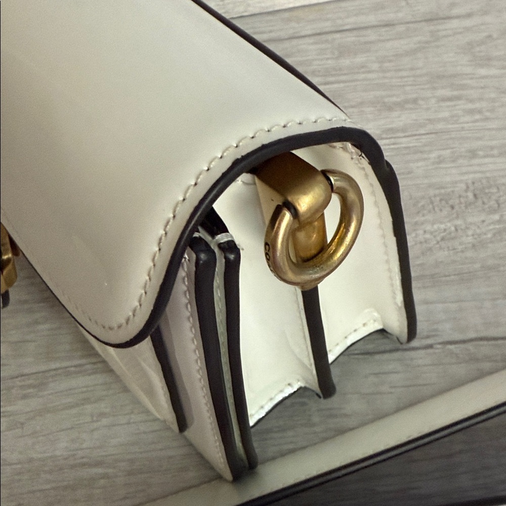 Coach White Patent Leather Tabby Shoulder Clutch only long strap - Picture 6 of 16